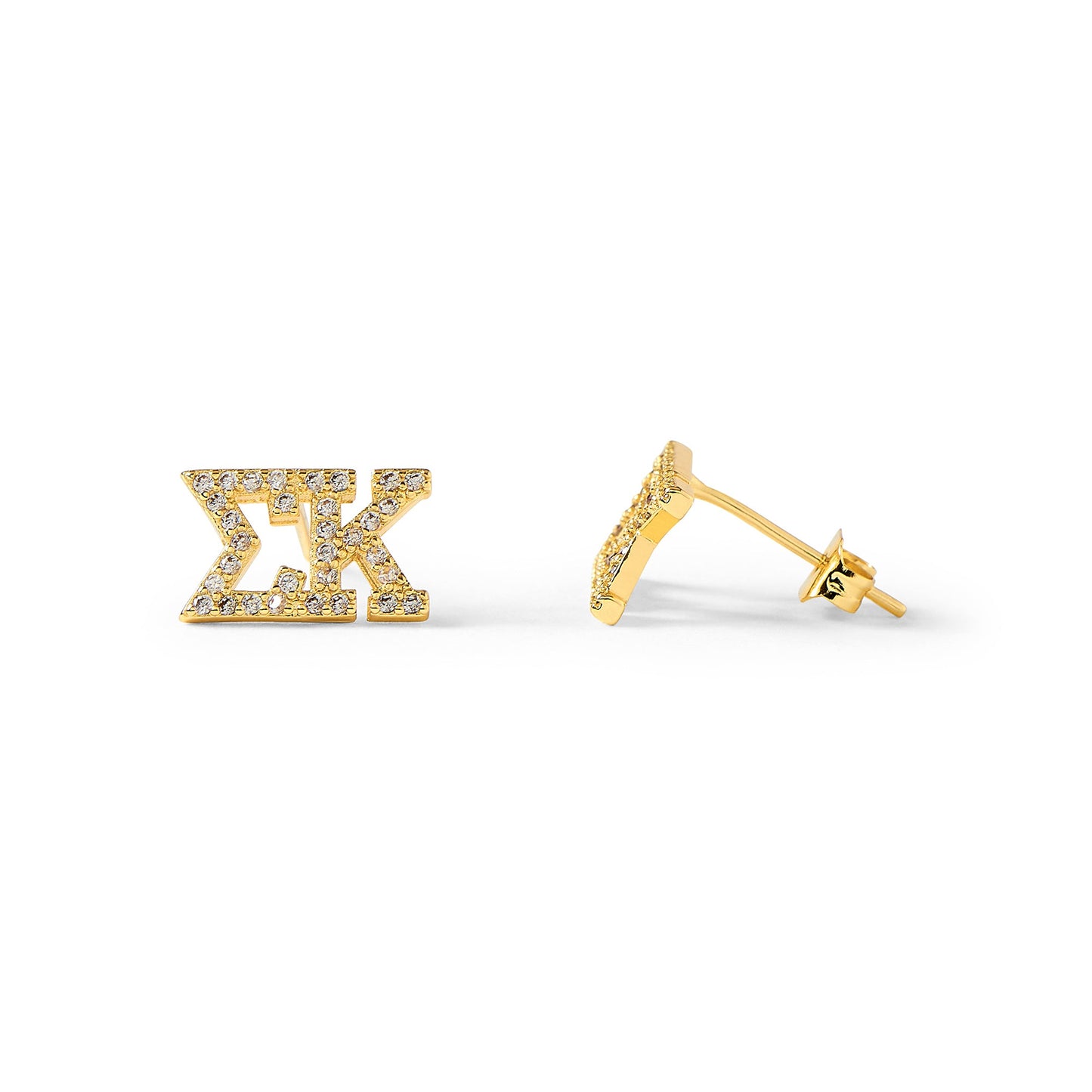 Sigma Kappa 18k Gold Plated Stud Earrings