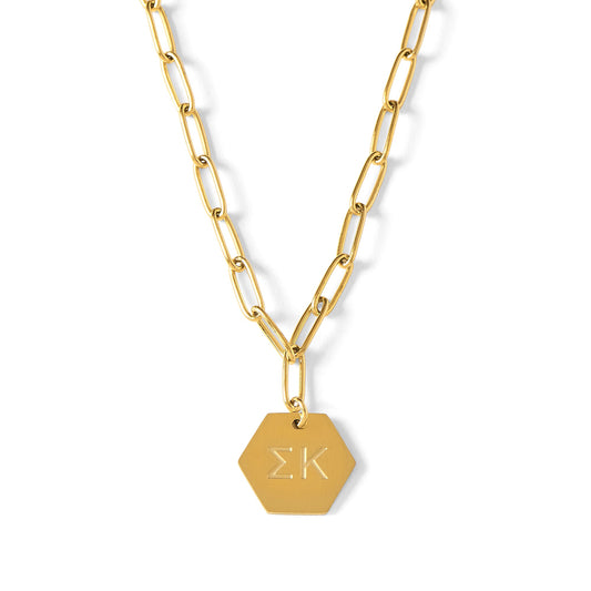 Sigma Kappa Paperclip Necklace with SK Sorority Pendant