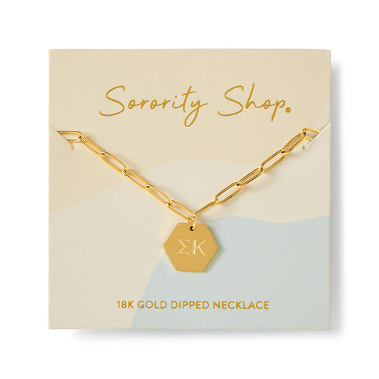 Sigma Kappa Paperclip Necklace with SK Sorority Pendant