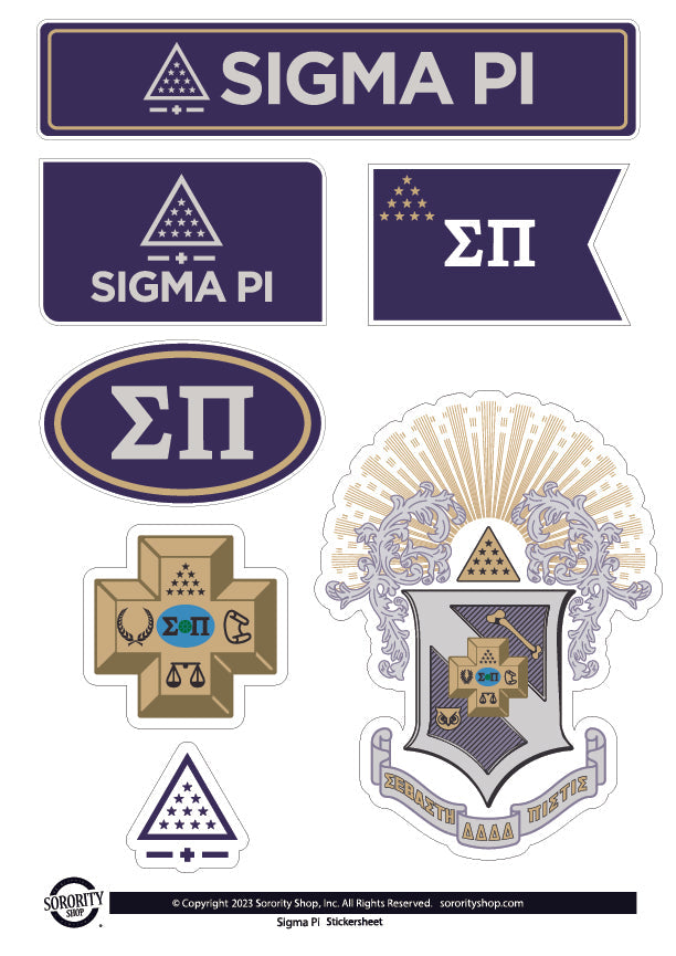 Sigma Pi Fraternity Sticker Sheet- Brand Focus