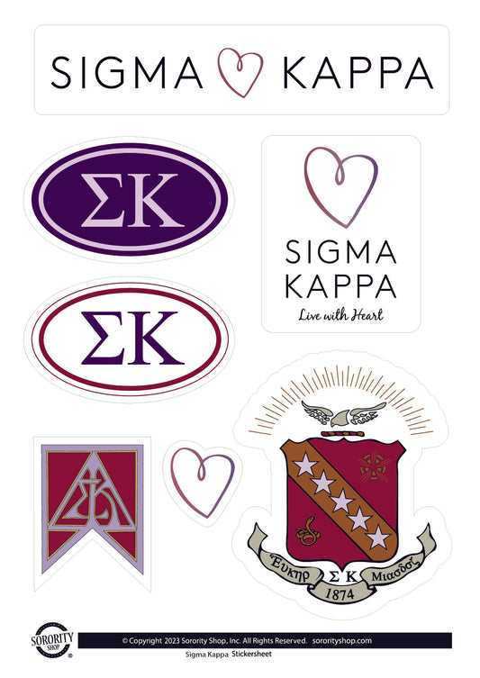 Sigma Kappa Sorority Sticker Sheet- Brand Focus