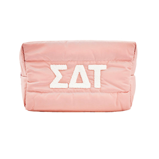 Sigma Delta Tau Makeup Bag - Puffer Style with Sorority Letters