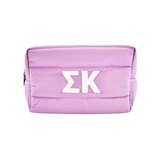 Sigma Kappa Makeup Bag - Puffer Style with Sorority Letters