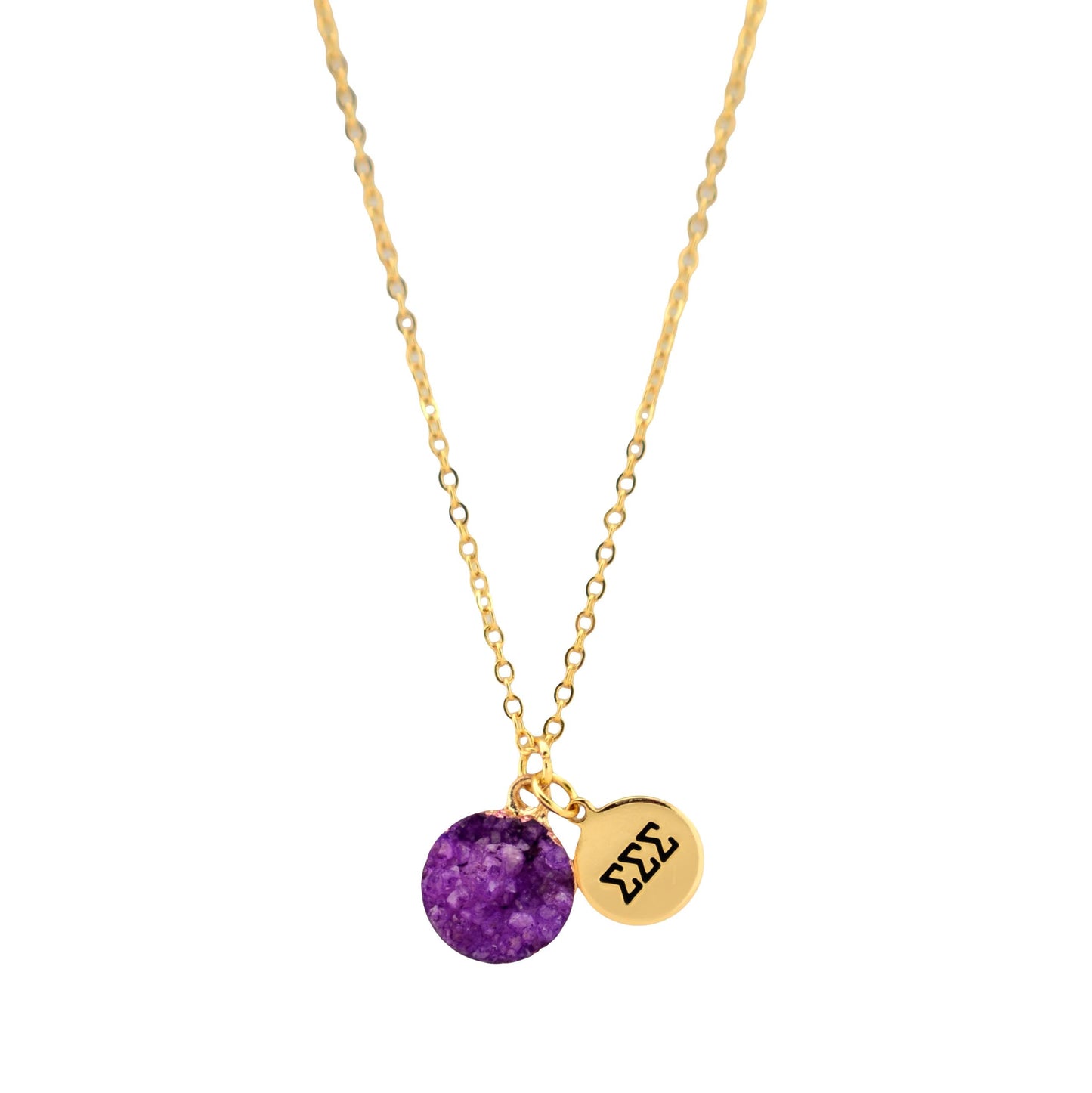 Sigma Sigma Sigma Dark Purple Sisterhood Druzy Necklace