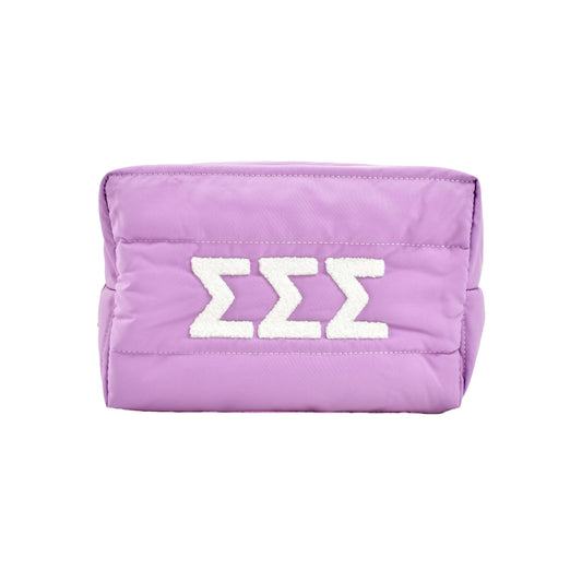 Tri Sigma Makeup Bag - Puffer Style with Sorority Letters