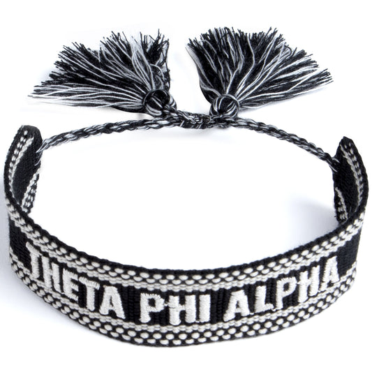 Theta Phi Alpha Woven Bracelet, Black and White Design