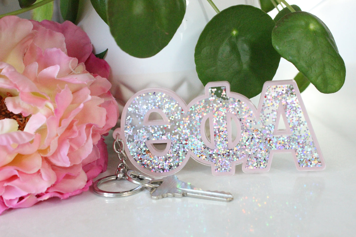 Theta Phi Alpha Glitter Sorority Keychain