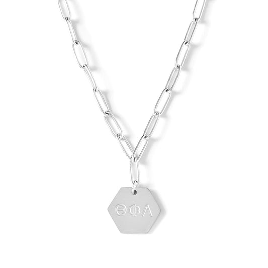 Theta Phi Alpha Necklace- Silver Paperclip Style with TPA Pendant