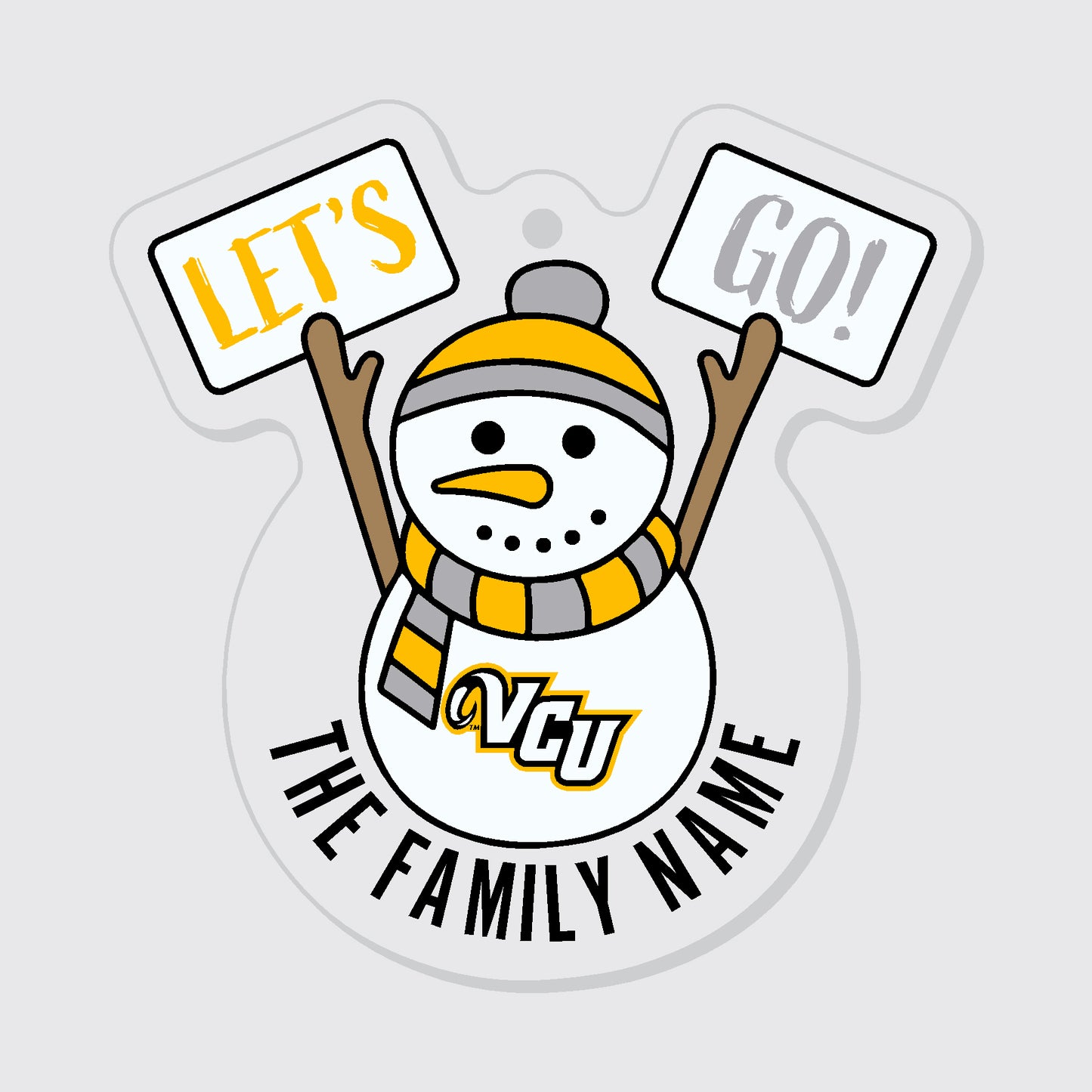 Customizable VCU Family Snowman Acrylic Ornament - online only