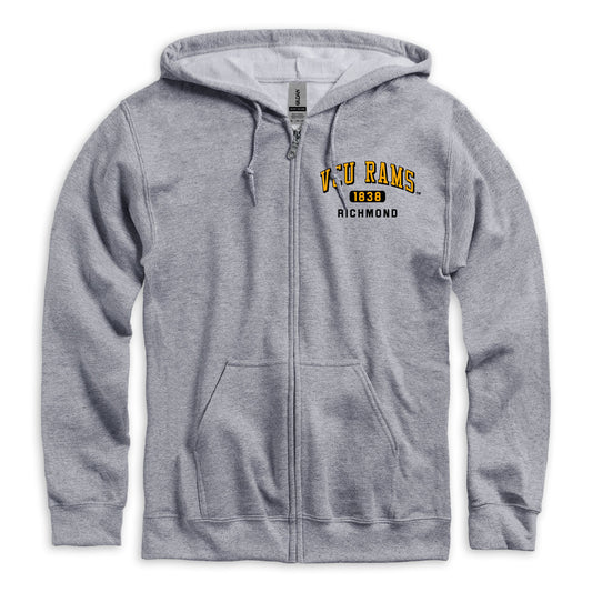 VCU Full Zip Grey Hoodie