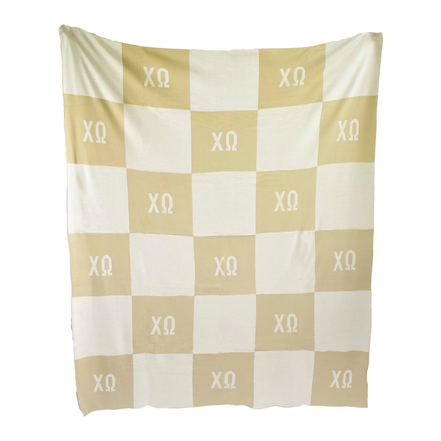 Chi Omega Blanket - Acrylic Knit Checkered Blanket