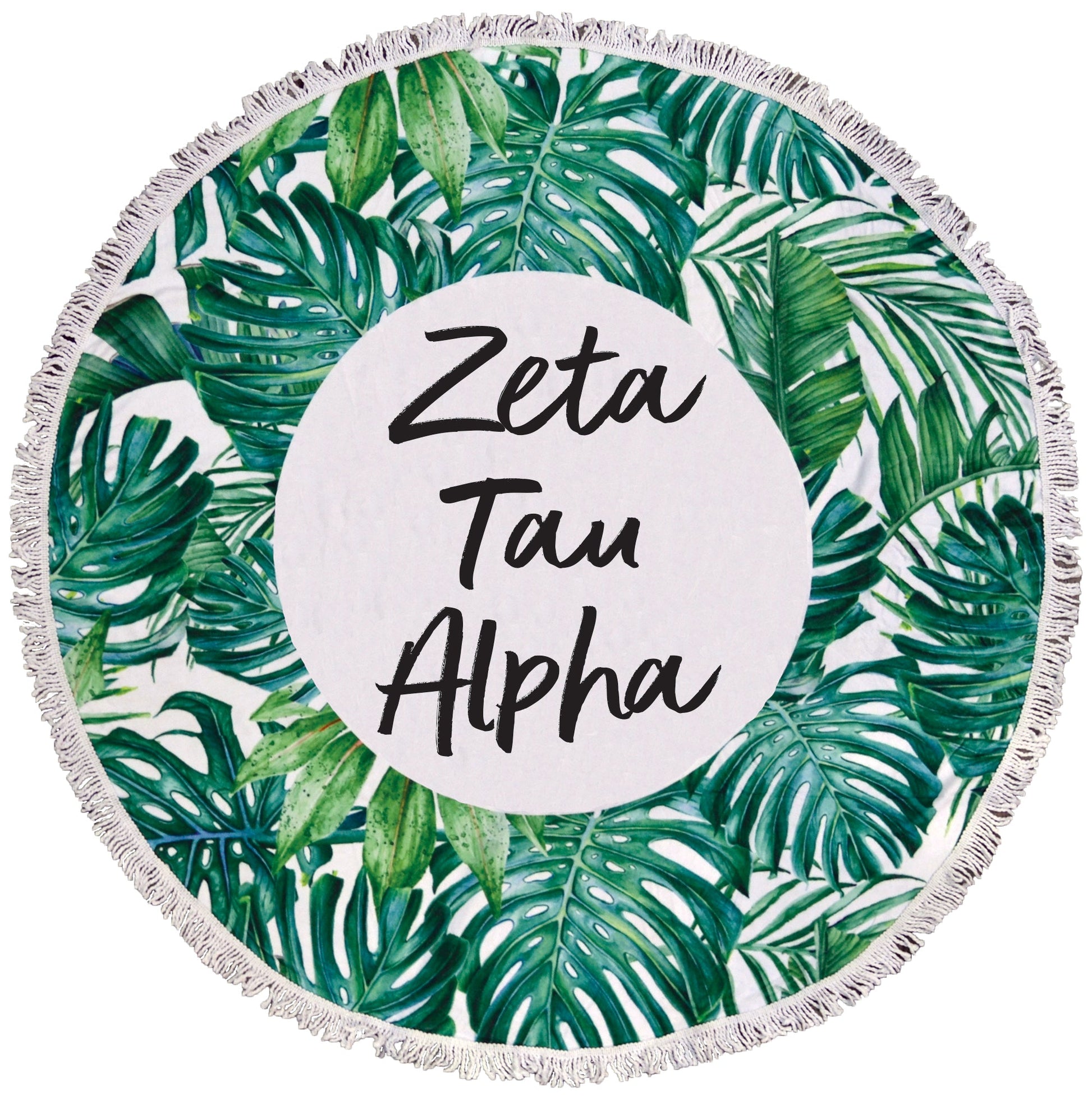 Zeta Tau Alpha Palm Leaf Fringe Towel Blanket - Virginia Book Company