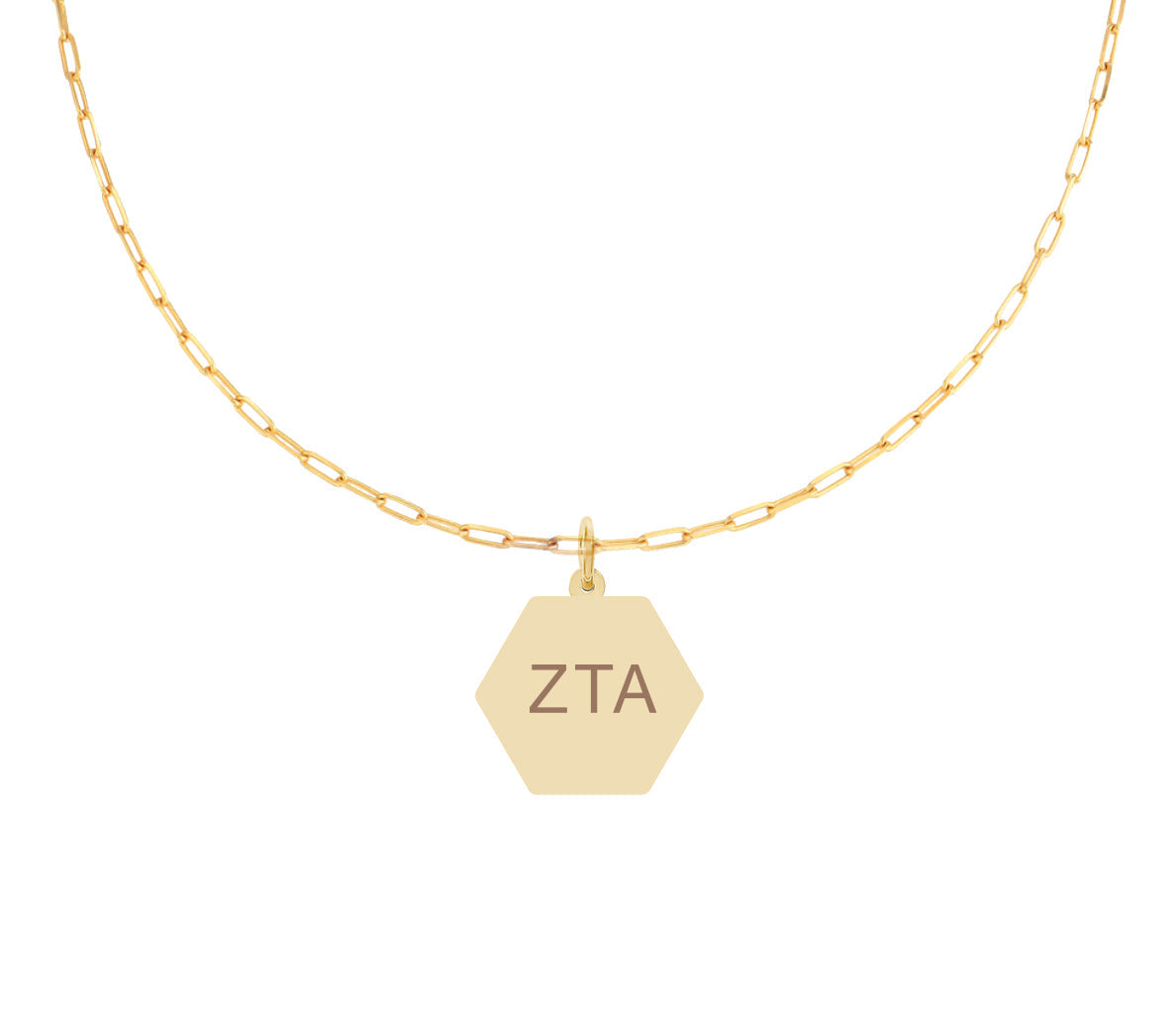 Zeta Tau Alpha Paperclip Necklace with ZTA Sorority Pendant - Virginia Book Company