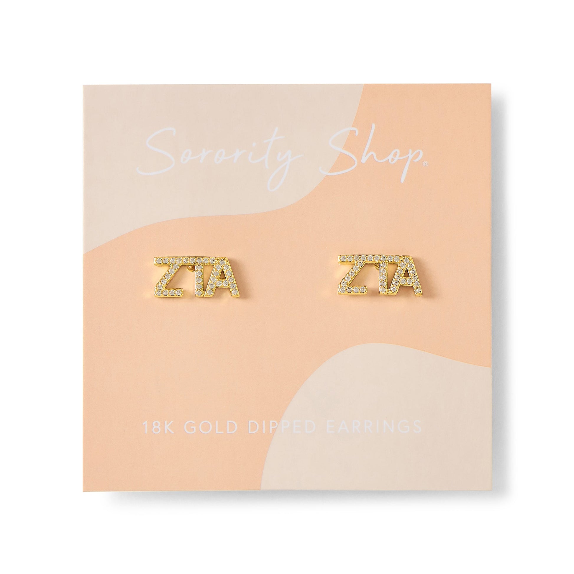 Zeta Tau Alpha 18k Gold Plated Stud Earrings - Virginia Book Company