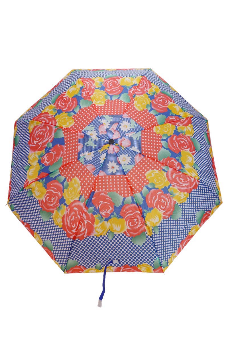 Floral Print Manual Travel Size Umbrella
