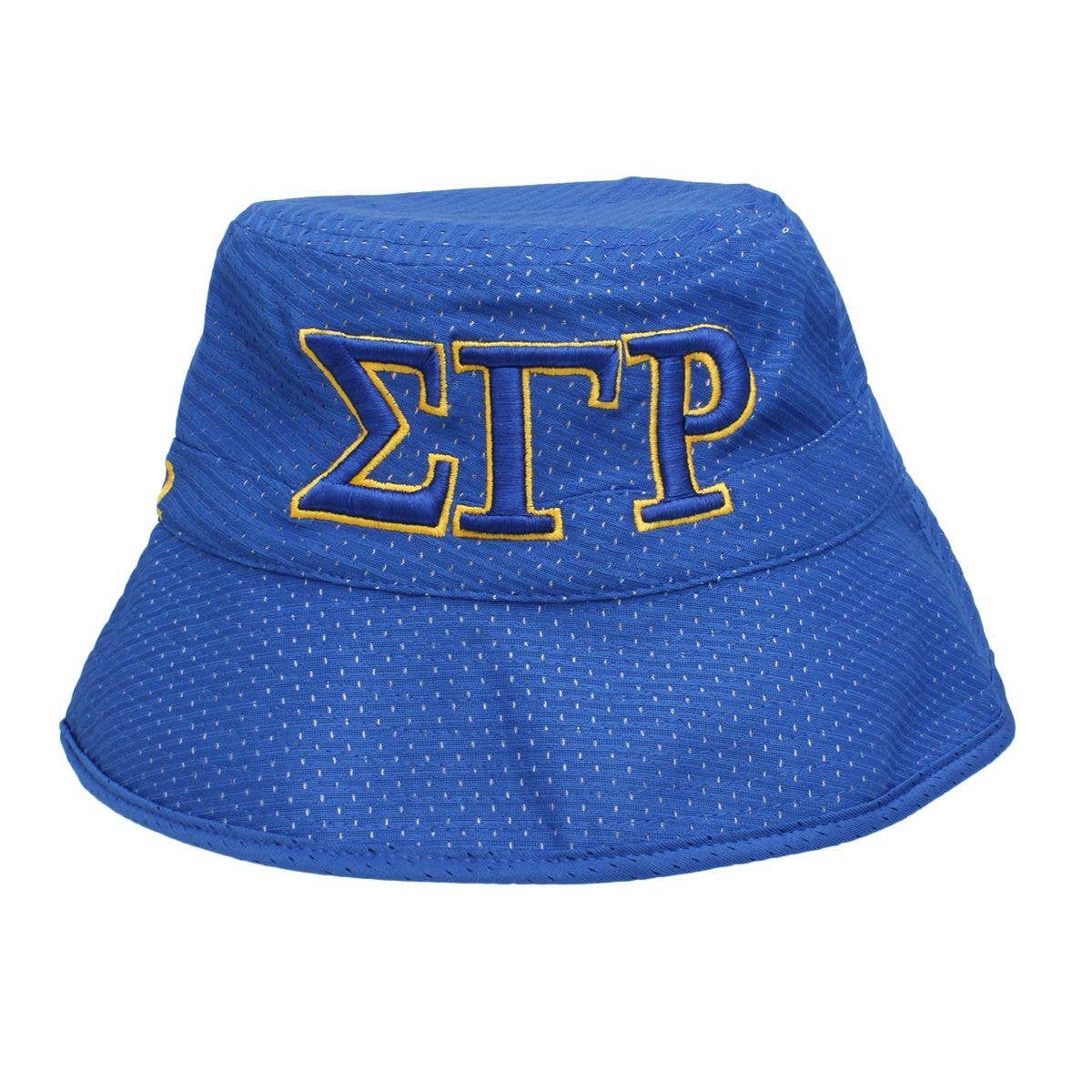 SGRHO Sigma Gamma Rho Sorority Yellow & Blue Mesh Embroidered Bucket Hat