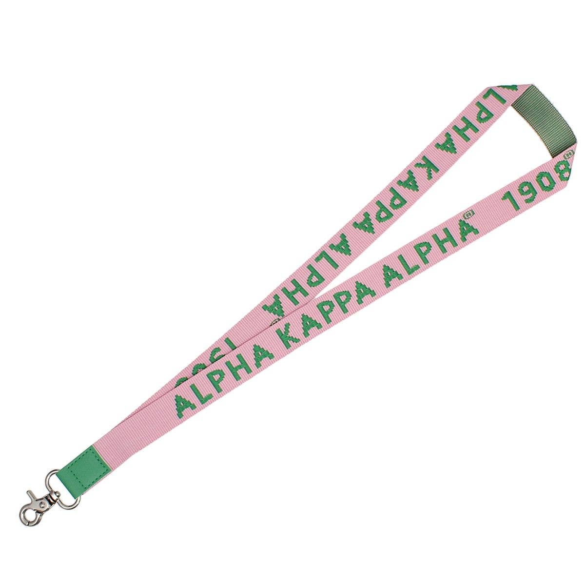 AKA Alpha Kappa Alpha Pink Canvas Lanyard ID Badge Clip Women