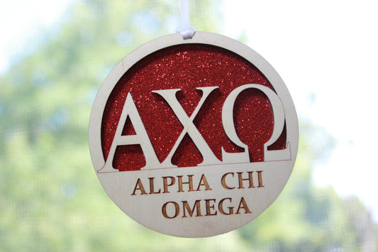 Alpha Chi Omega - Laser Carved Ornament - 3" Round