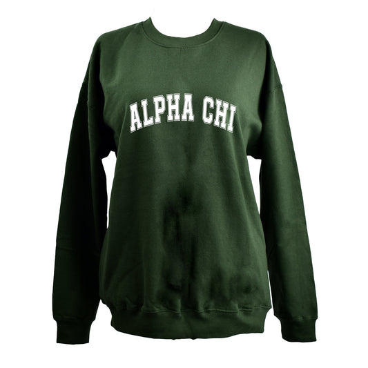 Alpha Chi Omega Sweatshirt- Crewneck Varsity Letters Design