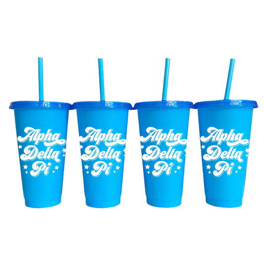 Alpha Delta Pi Glitter Color Changing Cup 4-Pack