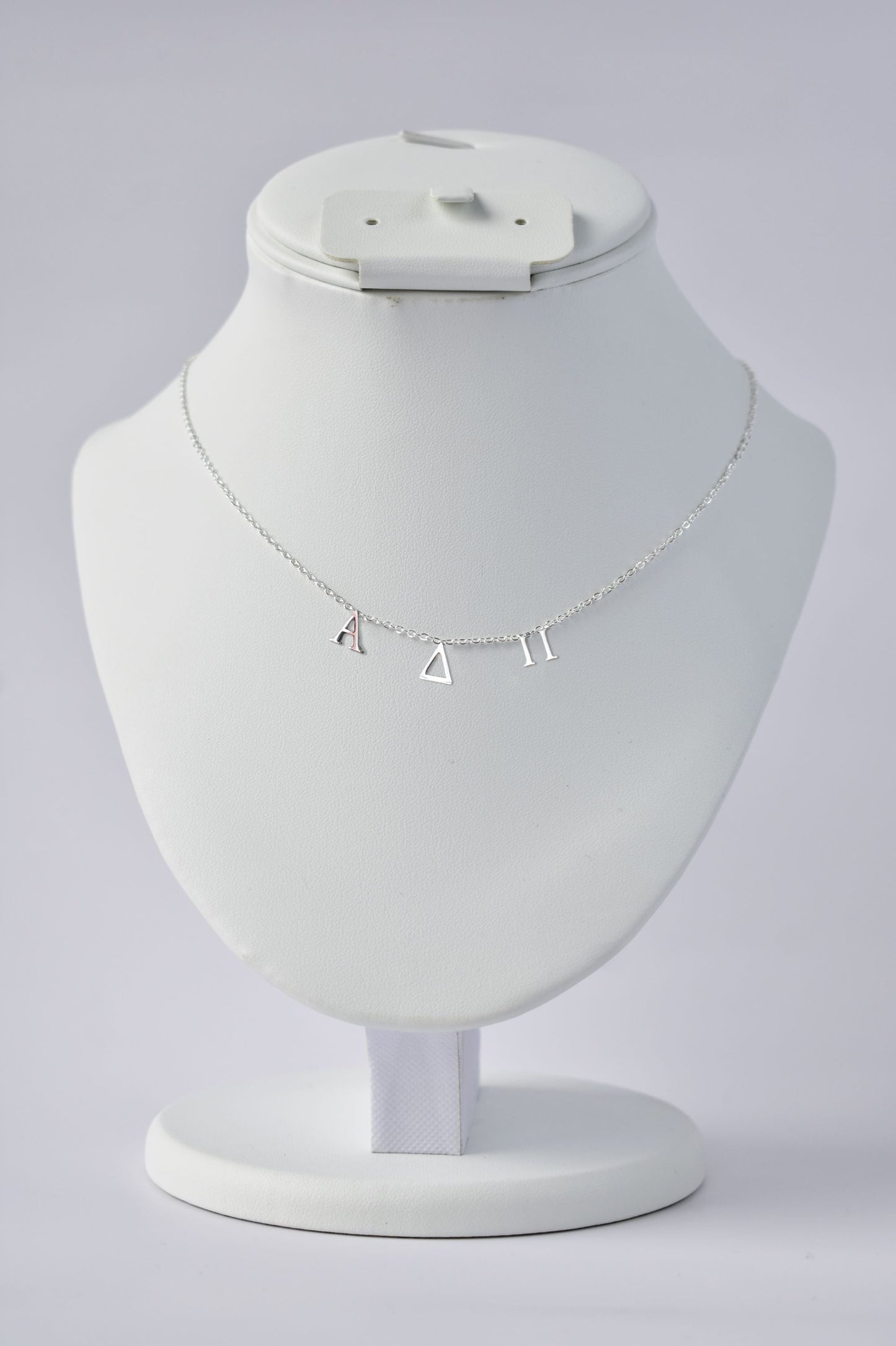 Alpha Delta Pi Silver Greek Letters Necklace