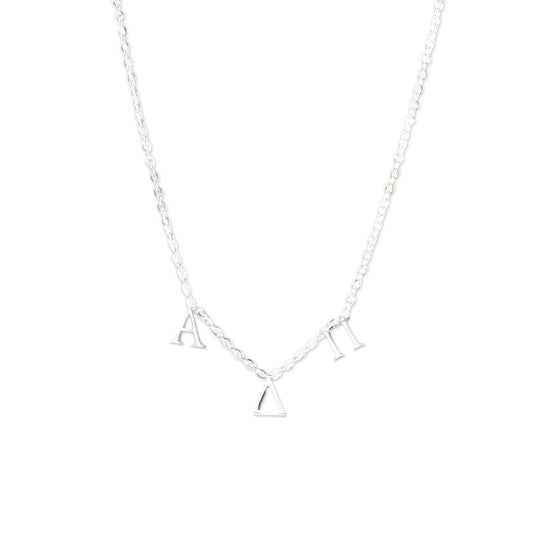 Alpha Delta Pi Silver Greek Letters Necklace