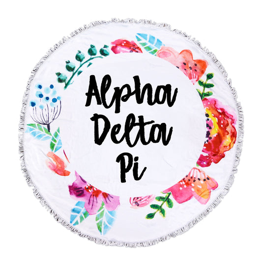 Alpha Delta Pi Floral Fringe Towel Blanket