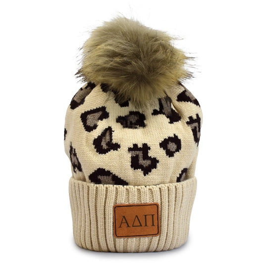 Alpha Delta Pi Leopard Design Beanie Hat