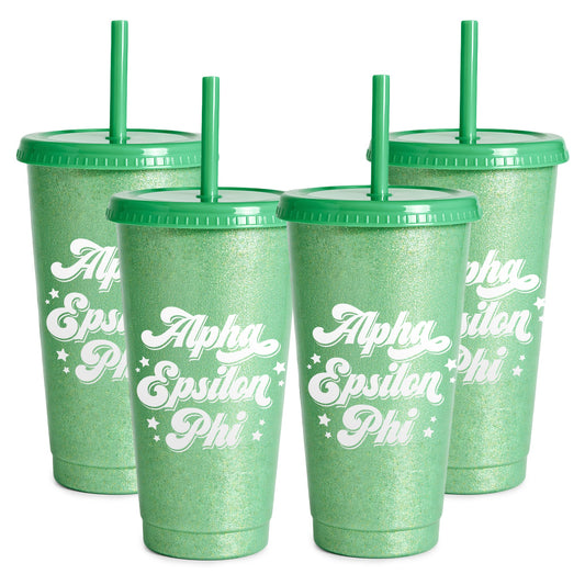 Alpha Epsilon Phi Glitter Color Changing Cup 4-Pack