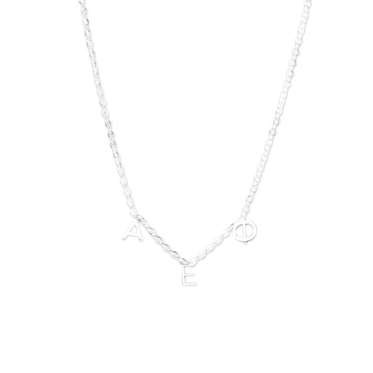Alpha Epsilon Phi Silver Greek Letters Necklace