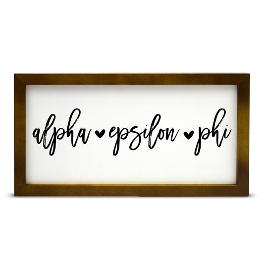 Alpha Epsilon Phi Script Wooden Sign