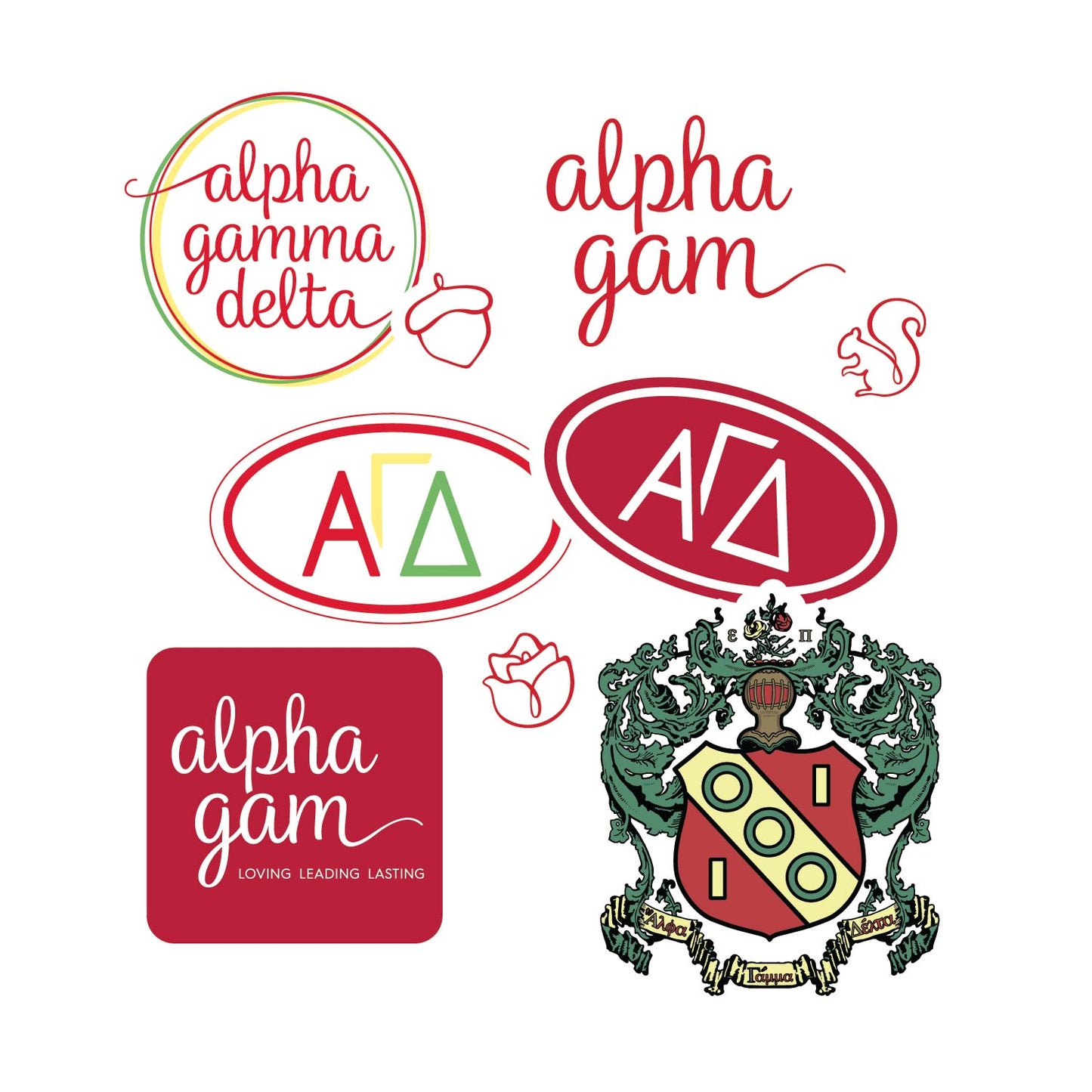 Alpha Gamma Delta Sorority Sticker Sheet- Brand Focus