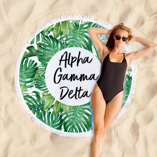 Alpha Gamma Delta Palm Leaf Fringe Towel Blanket