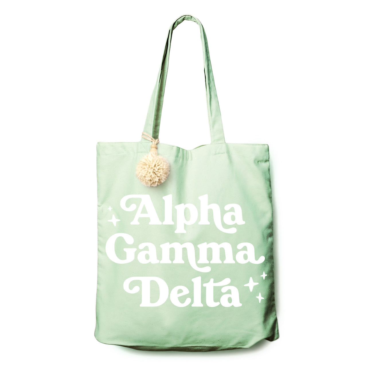 Alpha Gamma Delta Retro Pom Pom Tote Bag