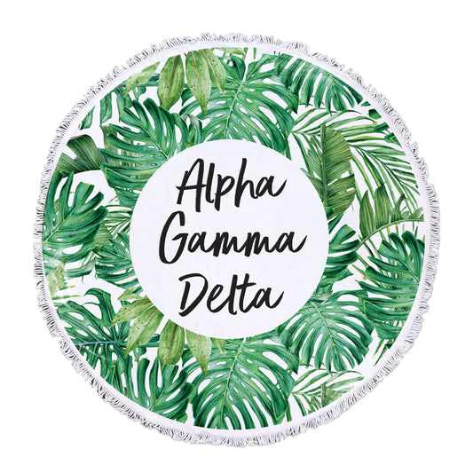 Alpha Gamma Delta Palm Leaf Fringe Towel Blanket