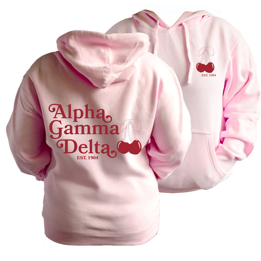 Alpha Gamma Delta Hooded Sweatshirt with Cherries and Sorority Name