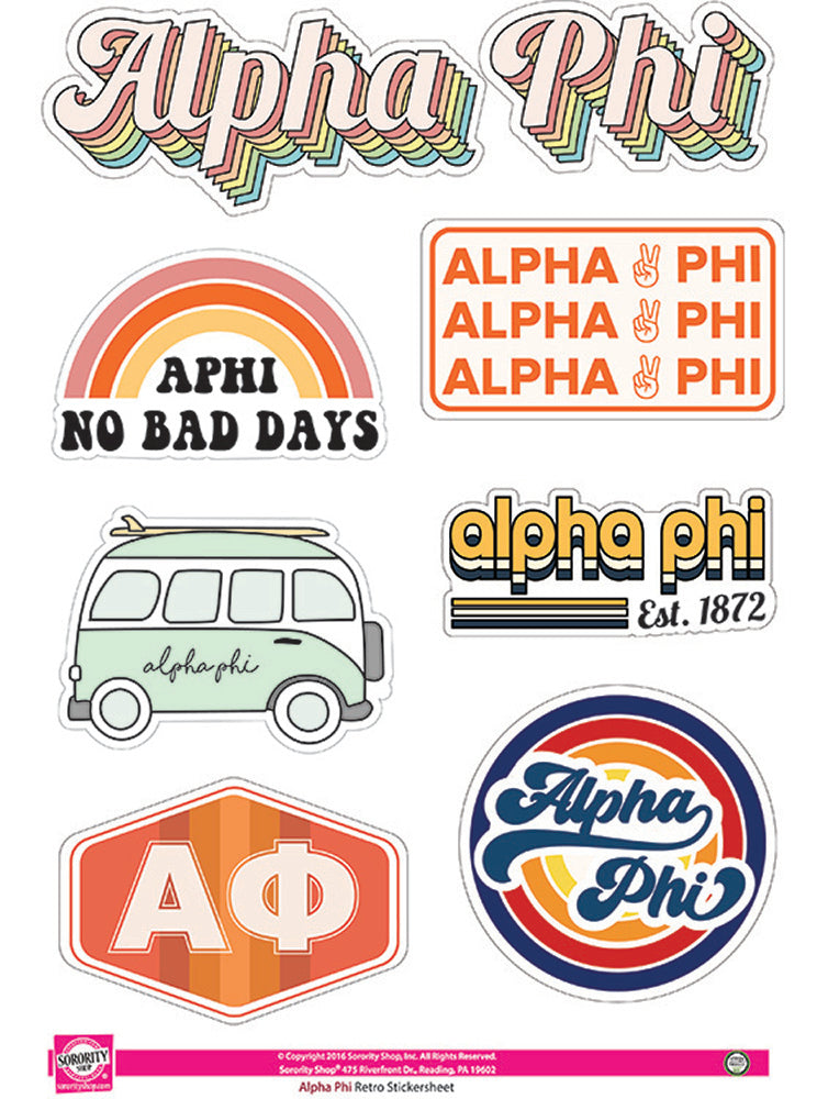 Alpha Phi <br> Retro Sticker Sheet