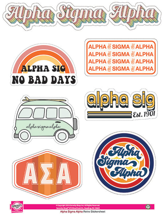 Alpha Sigma Alpha <br> Retro Sticker Sheet - Virginia Book Company