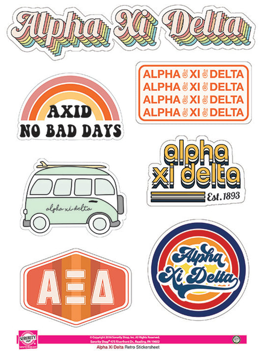 Alpha Xi Delta <br> Retro Sticker Sheet - Virginia Book Company