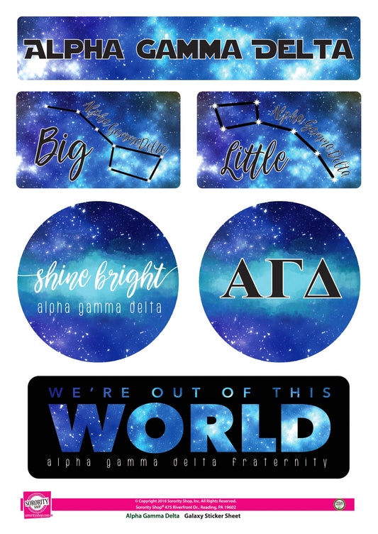 Alpha Gamma Delta Galaxy Stickers - Virginia Book Company