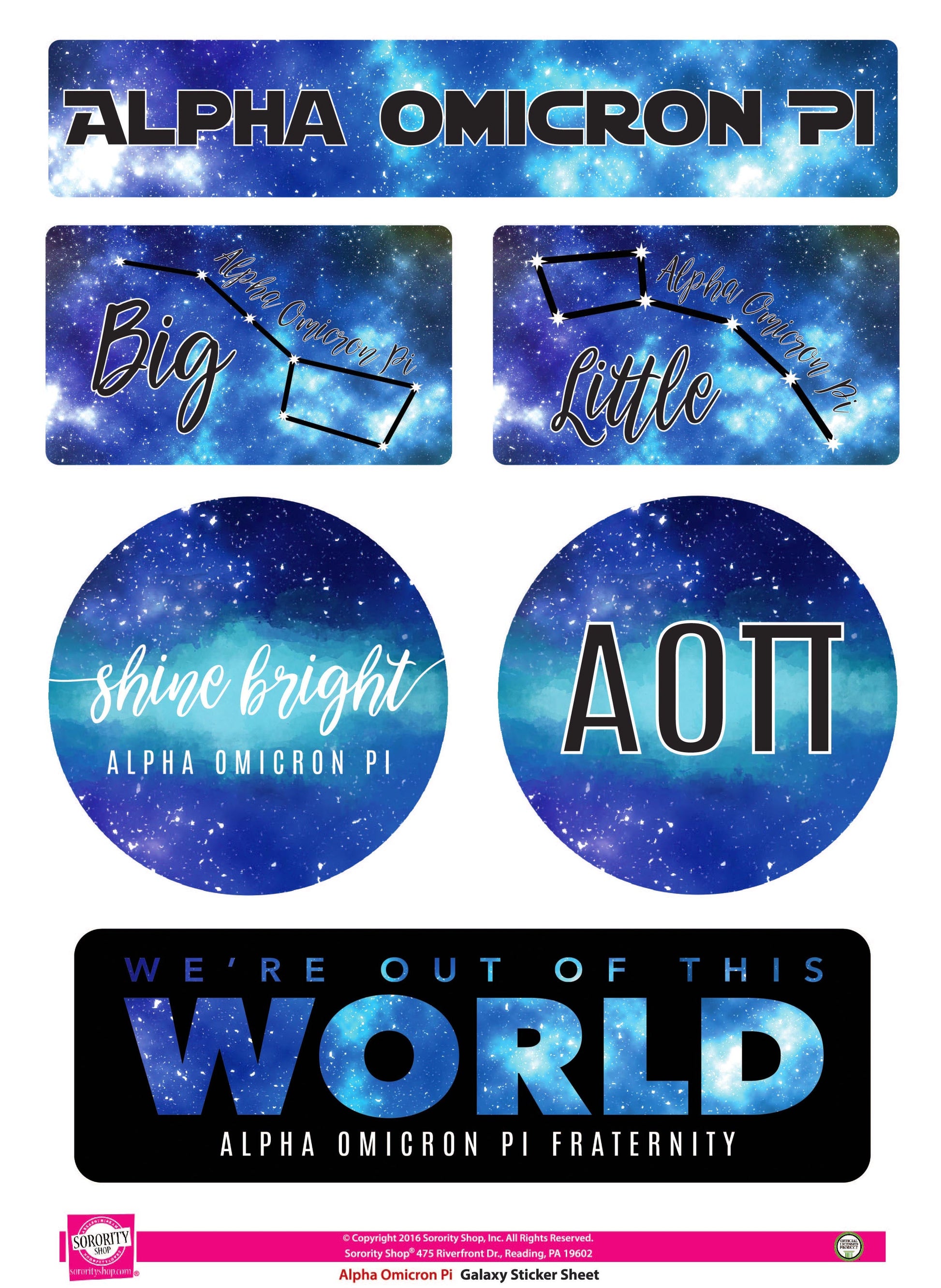 Alpha Omicron Pi Galaxy Stickers - Virginia Book Company