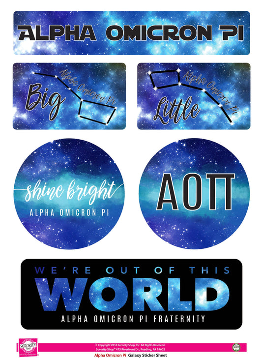 Alpha Omicron Pi Galaxy Stickers - Virginia Book Company