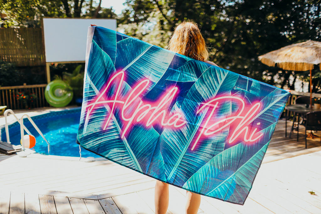 Alpha Phi Neon Palm Flag