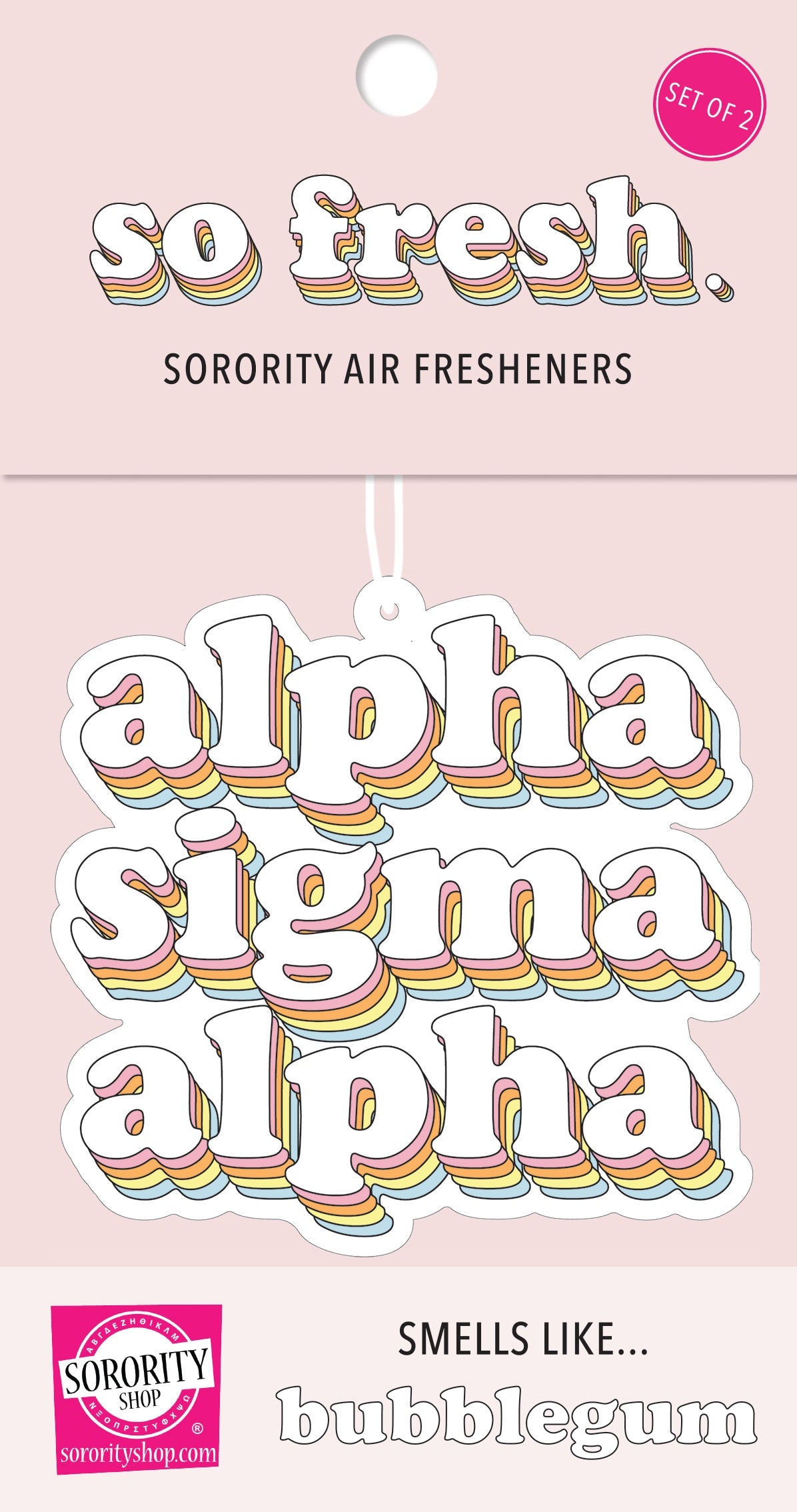 Alpha Sigma Alpha - Retro Air Freshener - Bubblegum Scented