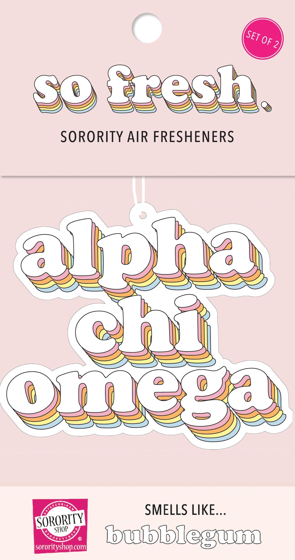 Alpha Chi Omega - Retro Air Freshener - Bubblegum Scented