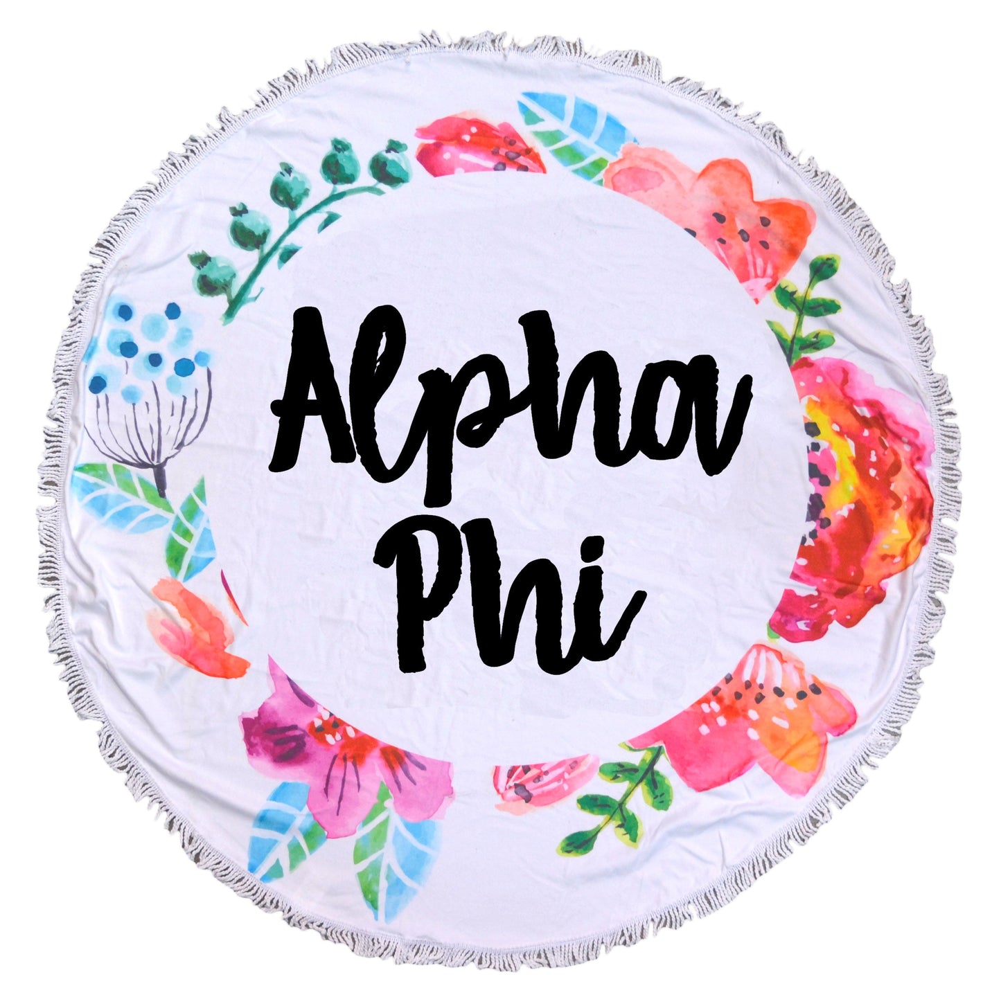 Alpha Phi Floral Fringe Towel Blanket