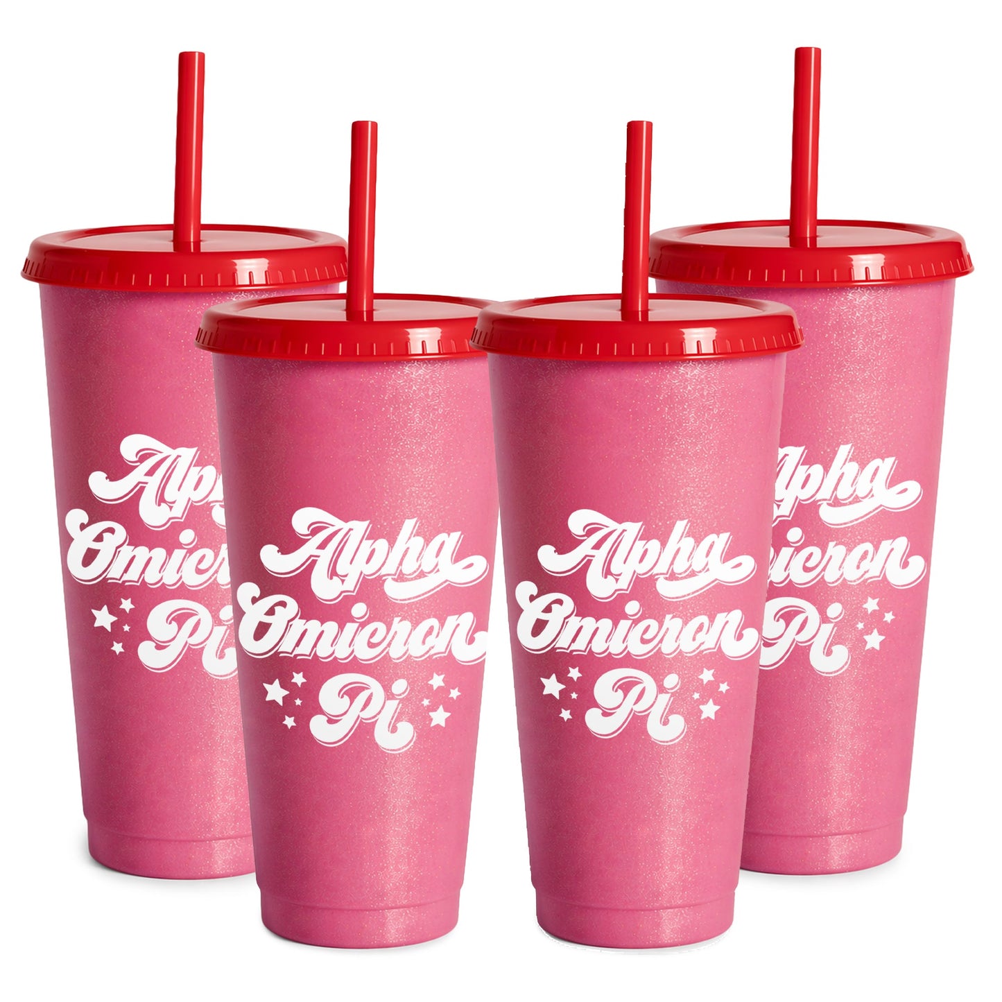Alpha Omicron Pi Glitter Color Changing Cup 4-Pack