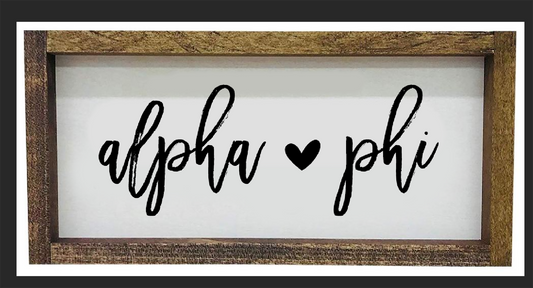 Alpha Phi Script Wooden Sign