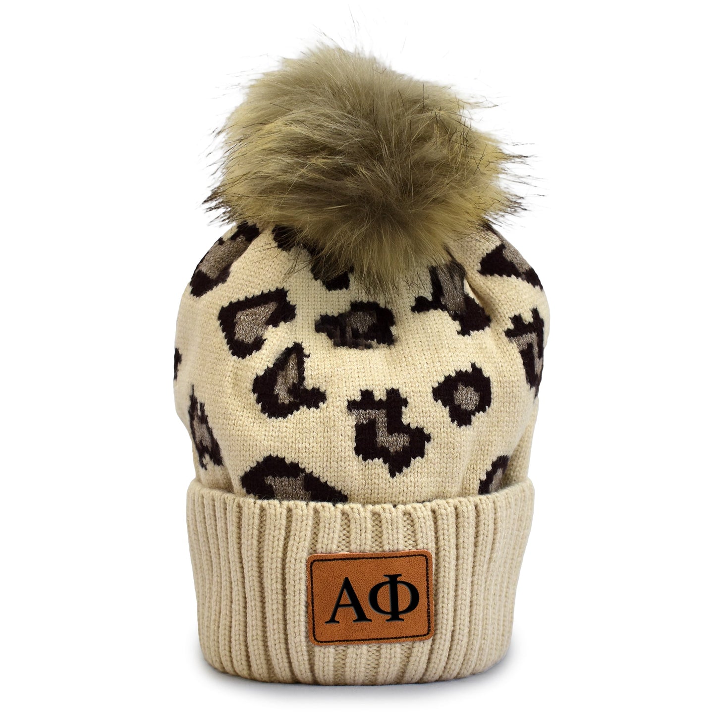 Alpha Phi Leopard Design Beanie Hat