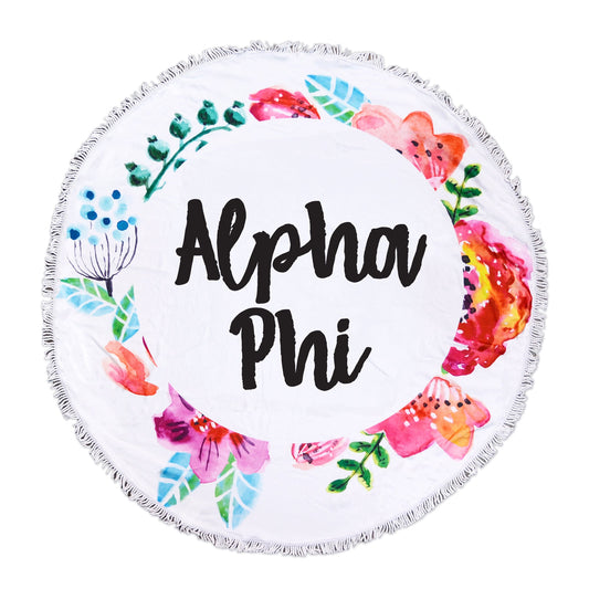 Alpha Phi Floral Fringe Towel Blanket